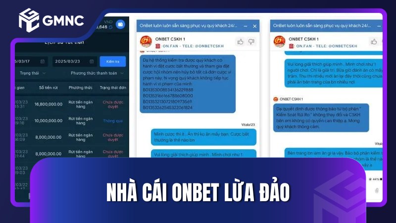 Nhà cái Onbet lừa đảo
