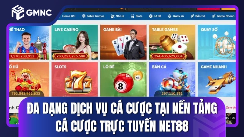 Đa dạng dịch vụ cá cược tại nền tảng cá cược trực tuyến NET88