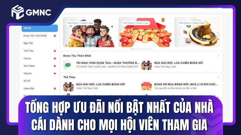 Tổng hợp ưu đãi nổi bật nhất của nhà cái dành cho mọi hội viên tham gia