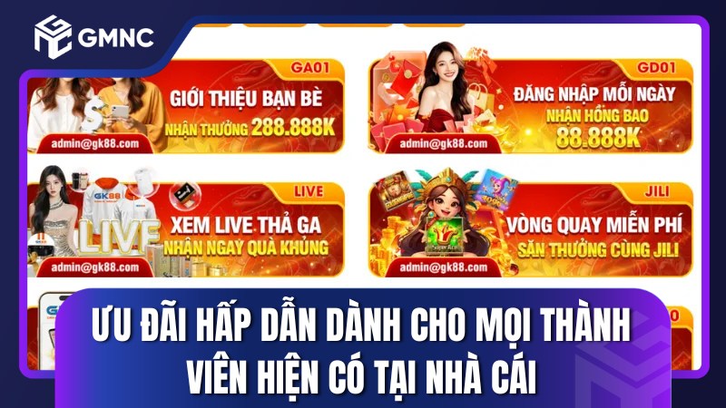 Ưu đãi hấp dẫn dành cho mọi thành viên hiện có tại nhà cái